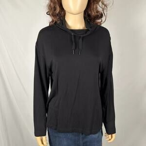 Tahari Black Stretch Long Sleeve Top Shirt Medium Cowl Neck Casual Lounge